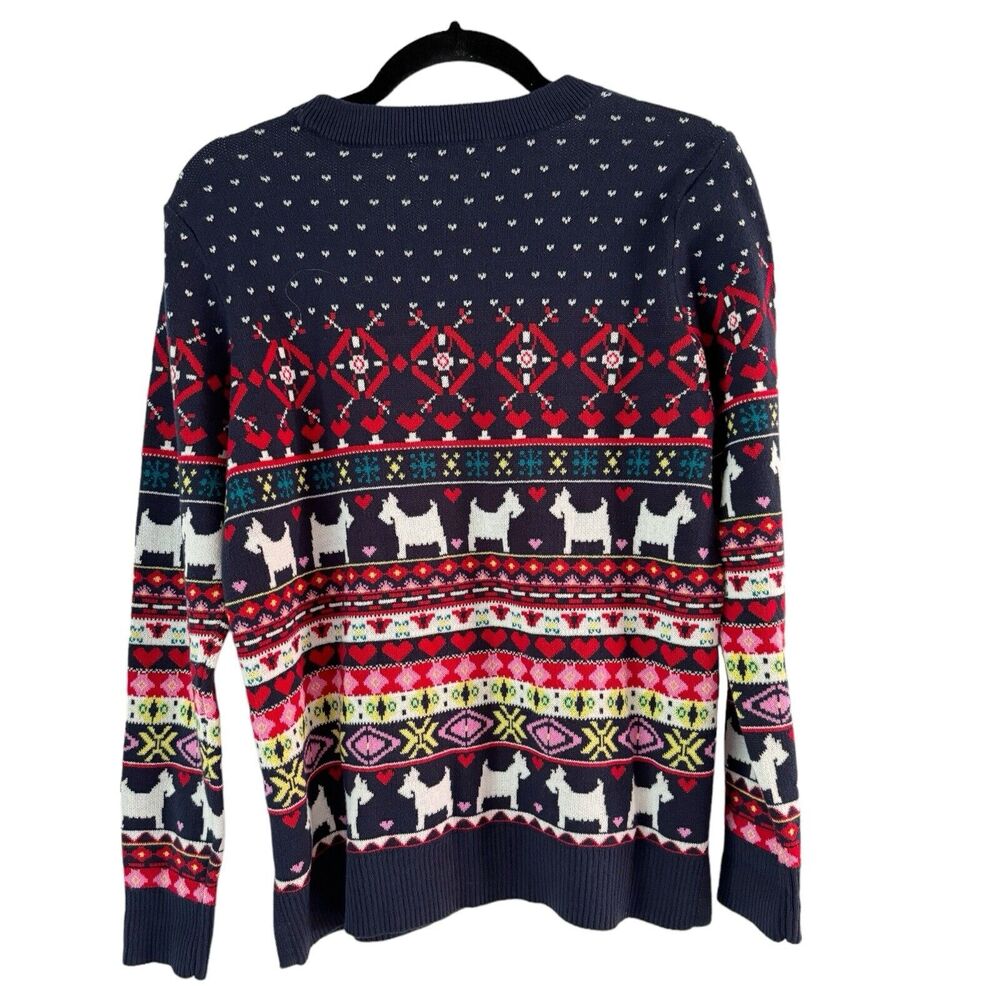 Charter Club Yorkie Blue Fair Isle Dog Heart Graphic Pullover Sweater Medium P - Picture 2 of 5